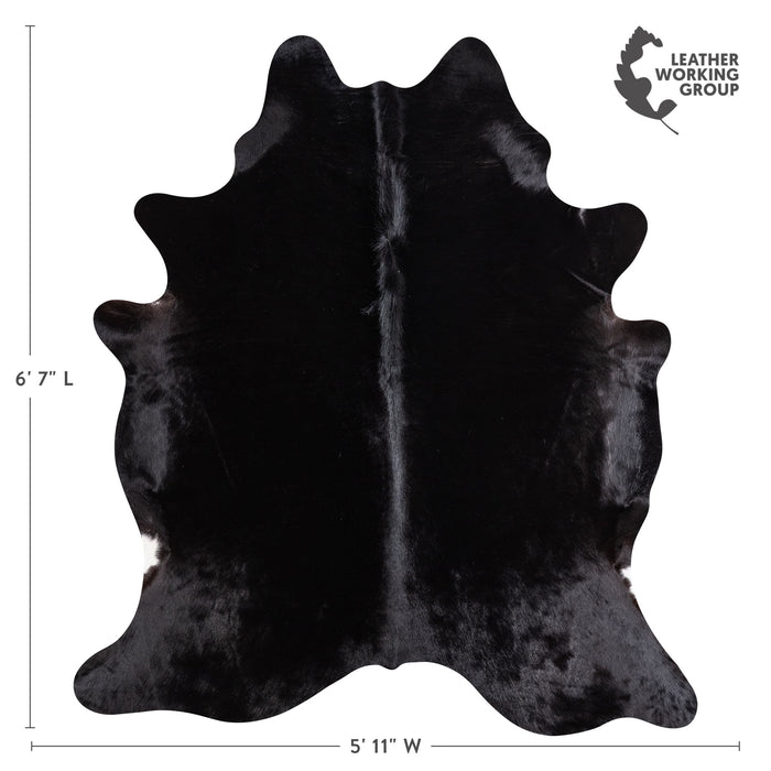 Brazilian Solid Black Cowhide Rug Size 6'7" L x 5'11" W 5228