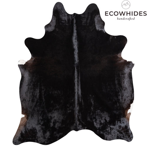 Brazilian Solid Black Cowhide Rug Size 6'8" L x 5'8" W 5229