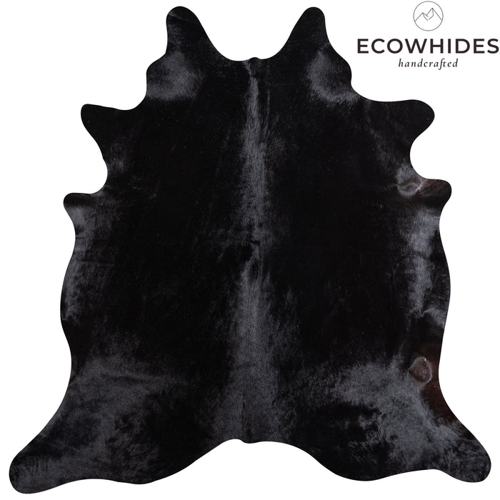 Brazilian Solid Black Cowhide Rug Size 6'9" L x 6'8" W 5230