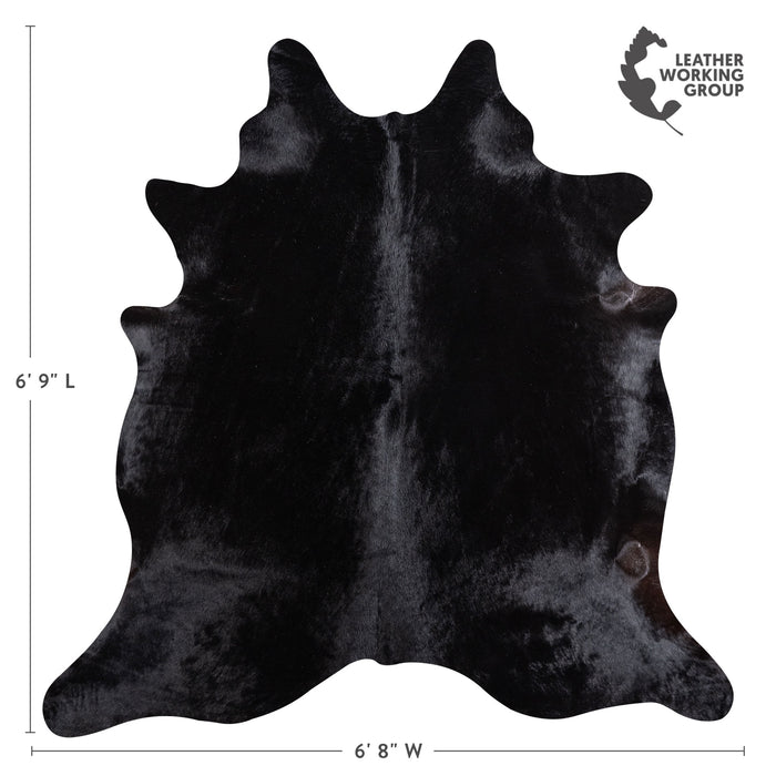 Brazilian Solid Black Cowhide Rug Size 6'9" L x 6'8" W 5230
