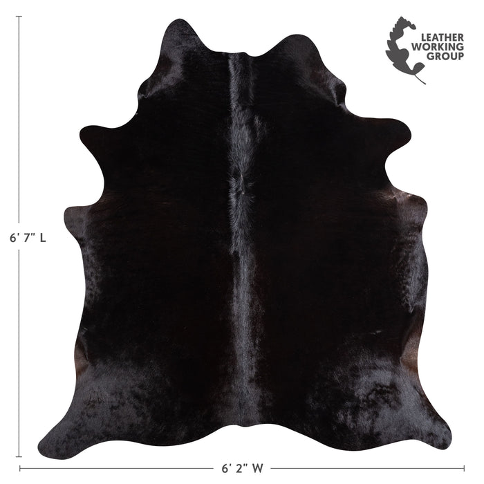 Brazilian Solid Black Cowhide Rug Size 6'7" L x 6'2" W 5231