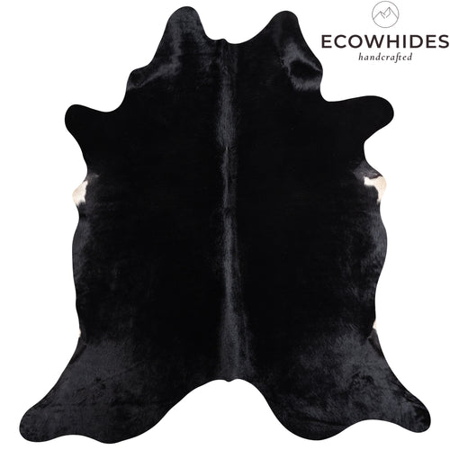 Brazilian Solid Black Cowhide Rug Size 7'0" L x 6'6" W 5233