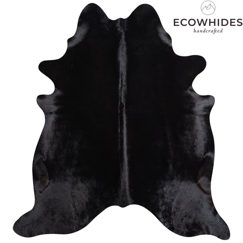 Brazilian Solid Black Cowhide Rug Size 6'7" L x 6'0" W 5234