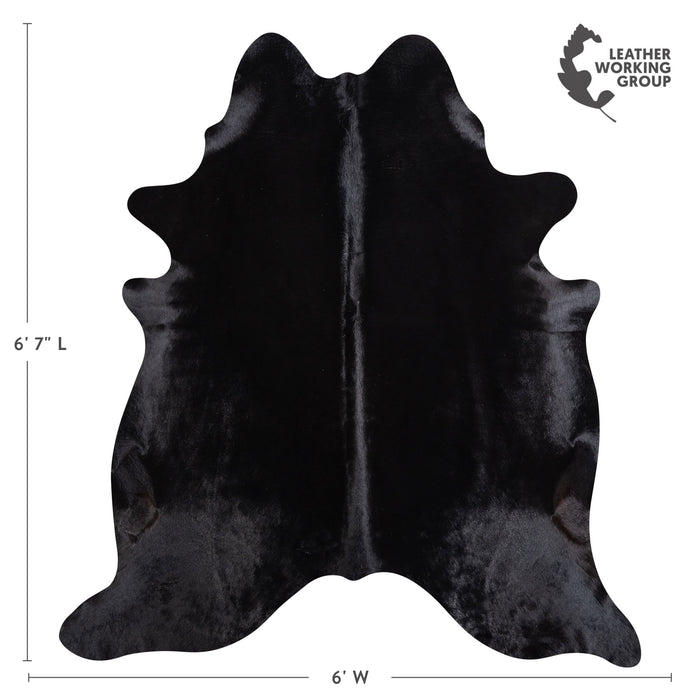 Brazilian Solid Black Cowhide Rug Size 6'7" L x 6'0" W 5234