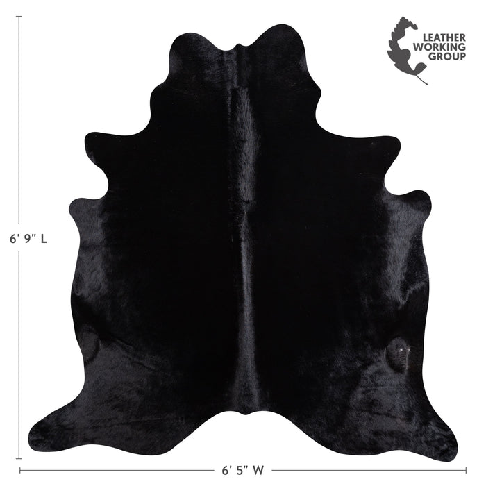 Brazilian Solid Black Cowhide Rug Size 6'9" L x 6'5" W 5236