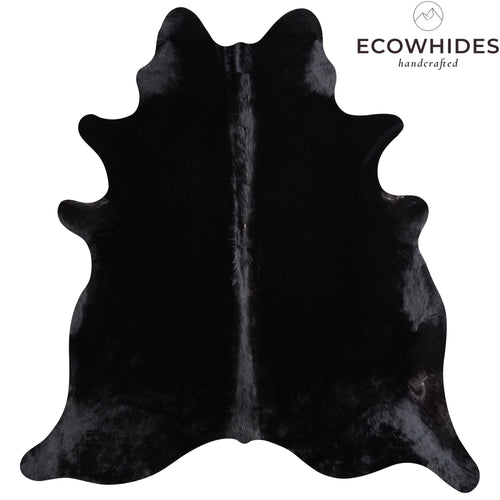 Brazilian Solid Black Cowhide Rug Size 7'1" L x 6'5" W 5237