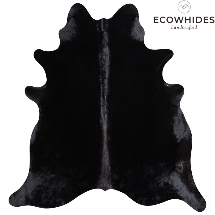 Brazilian Solid Black Cowhide Rug Size 7'1" L x 6'5" W 5237