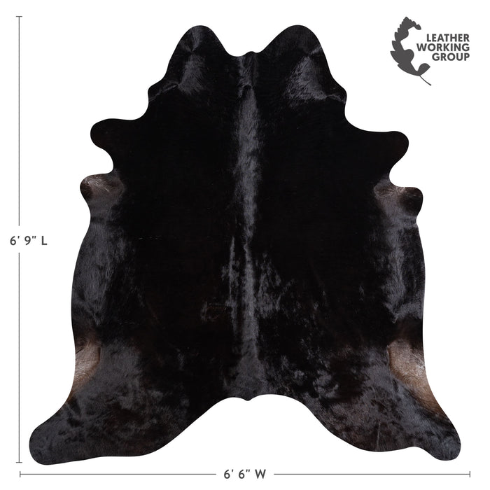 Brazilian Solid Black Cowhide Rug Size 6'9" L x 6'6" W 5244