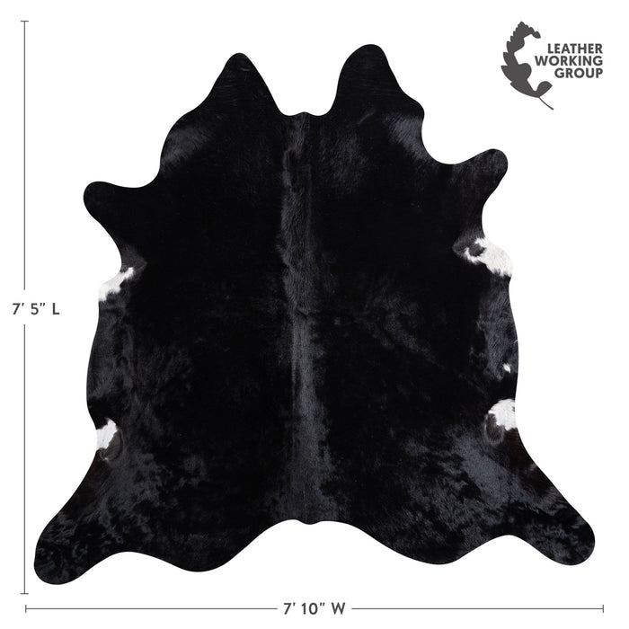 Brazilian Solid Black Cowhide Rug Size 7'5" L x 7'10" W 5247