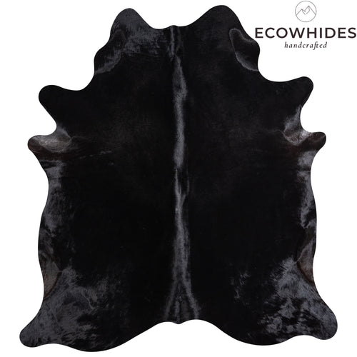 Brazilian Solid Black Cowhide Rug Size 7'9" L x 7'1" W 5252