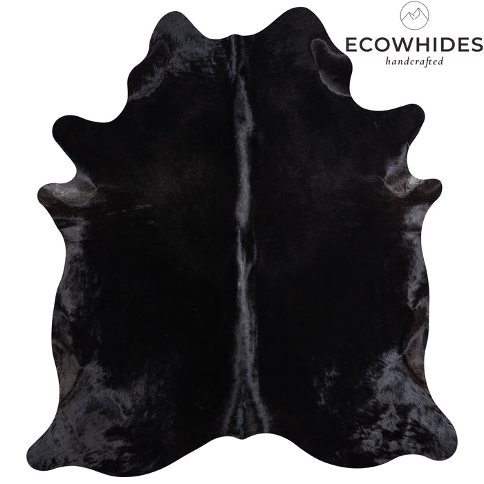 Brazilian Solid Black Cowhide Rug Size 7'9" L x 7'1" W 5252