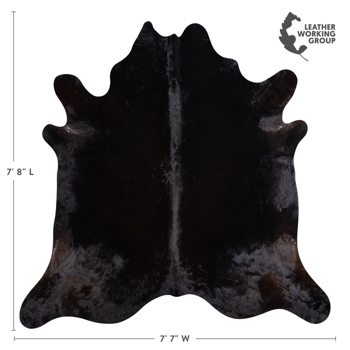 Brazilian Solid Black Cowhide Rug Size 7'8" L x 7'7" W 5259