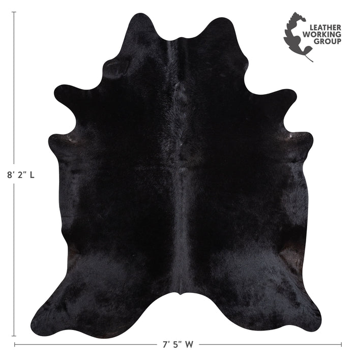 Brazilian Solid Black Cowhide Rug Size 8'2" L x 7'5" W 5260