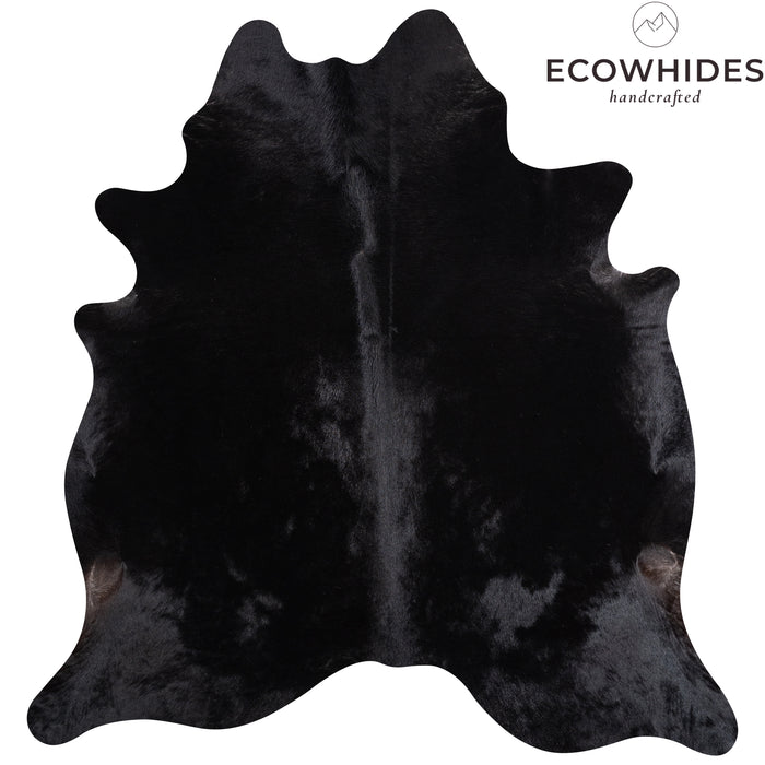 Brazilian Solid Black Cowhide Rug Size 7'6" L x 7'0" W 5261