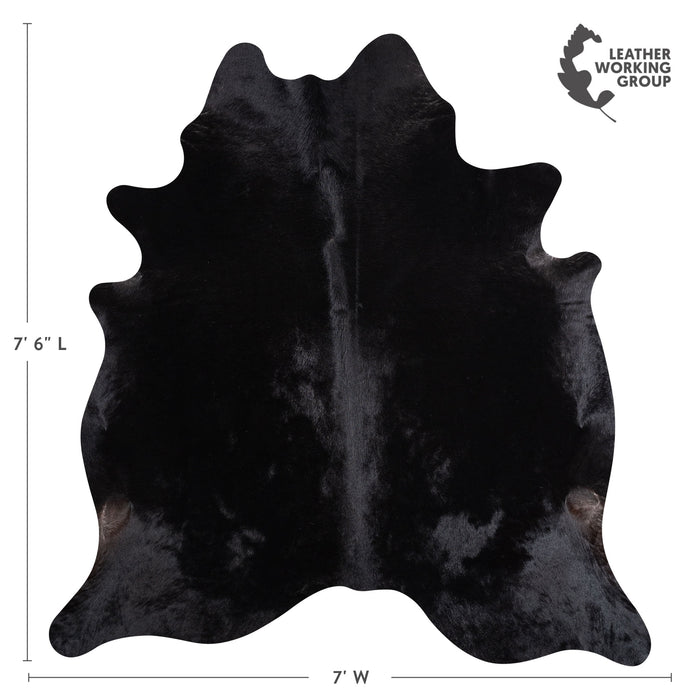 Brazilian Solid Black Cowhide Rug Size 7'6" L x 7'0" W 5261