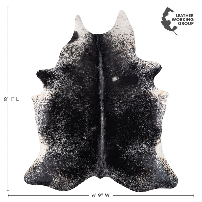 Brazilian Black Salt and Pepper Cowhide Rug Size 8'1" L x 6'9" W 5266