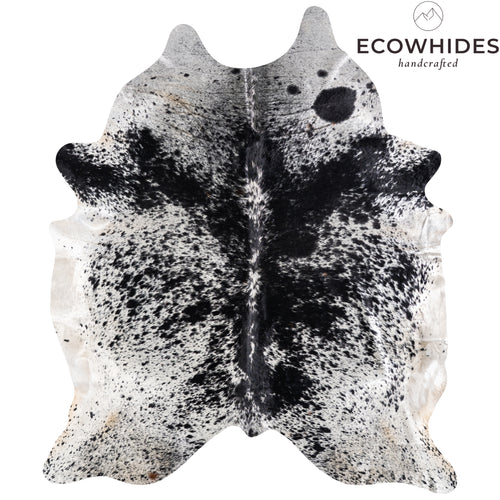 Brazilian Black Salt and Pepper Cowhide Rug Size 8'10" L x 7'5" W 5271