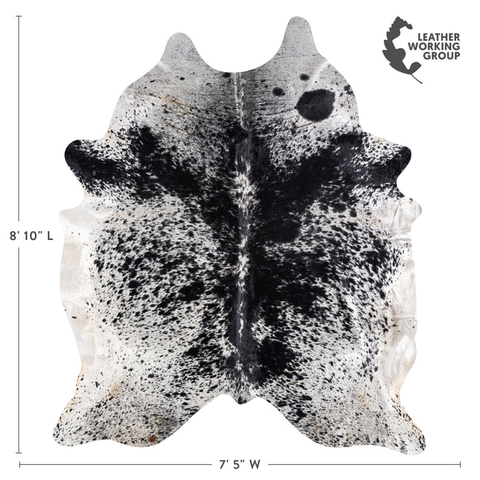 Brazilian Black Salt and Pepper Cowhide Rug Size 8'10" L x 7'5" W 5271