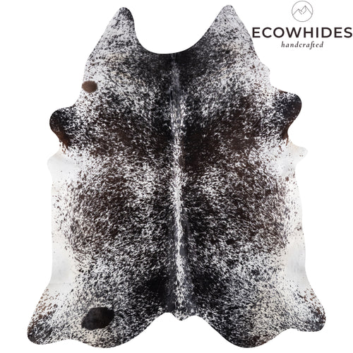 Brazilian Black Salt and Pepper Cowhide Rug Size 7'9" L x 6'8" W 5273