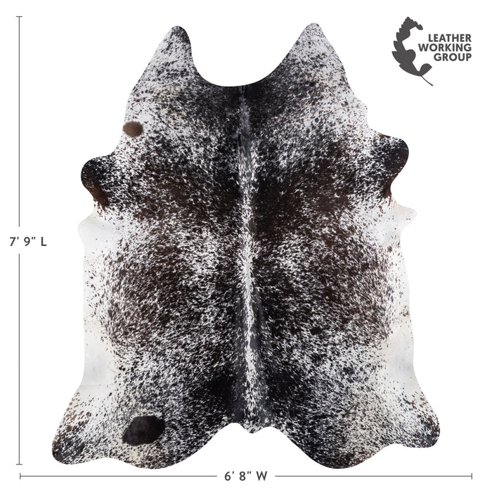 Brazilian Black Salt and Pepper Cowhide Rug Size 7'9" L x 6'8" W 5273