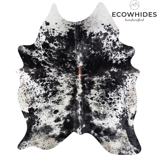 Brazilian Black Salt and Pepper Cowhide Rug Size 7'8" L x 6'3" W 5275