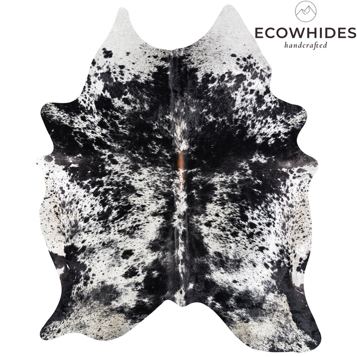 Brazilian Black Salt and Pepper Cowhide Rug Size 7'8" L x 6'3" W 5275