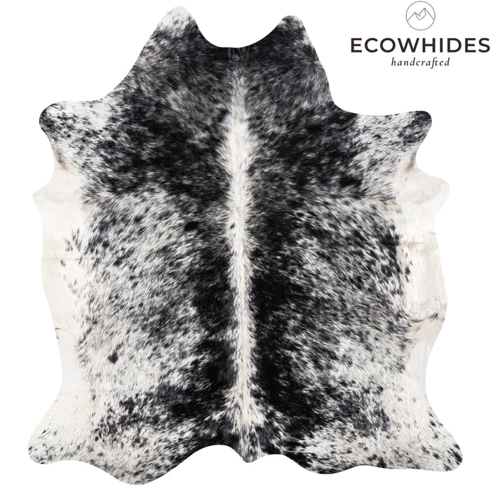 Brazilian Black Salt and Pepper Cowhide Rug Size 7'3" L x 6'5" W 5276