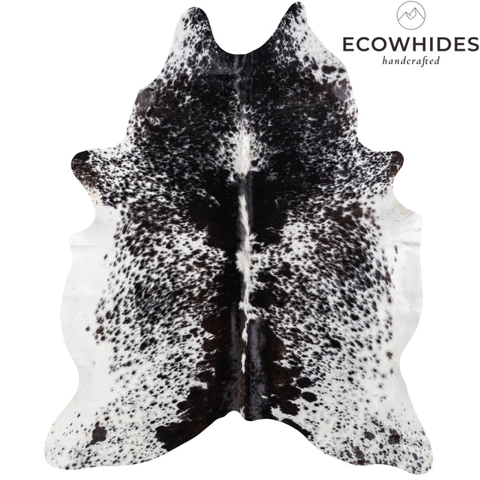 Brazilian Black Salt and Pepper Cowhide Rug Size 7'11" L x 6'6" W 5278