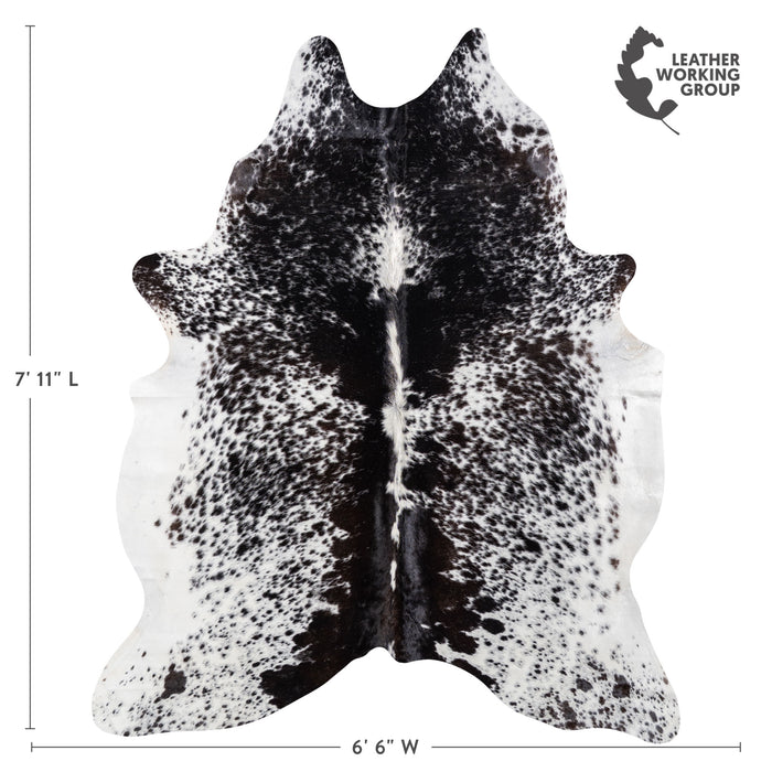 Brazilian Black Salt and Pepper Cowhide Rug Size 7'11" L x 6'6" W 5278