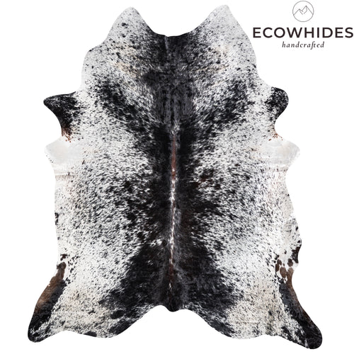 Brazilian Black Salt and Pepper Cowhide Rug Size 8'6" L x 7'1" W 5281