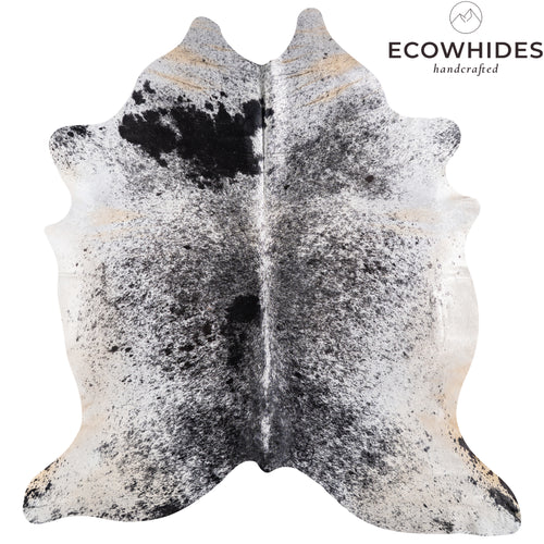 Brazilian Black Salt and Pepper Cowhide Rug Size 7'9" L x 7'1" W 5282