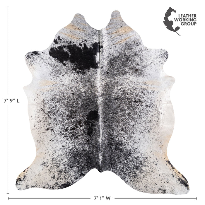 Brazilian Black Salt and Pepper Cowhide Rug Size 7'9" L x 7'1" W 5282