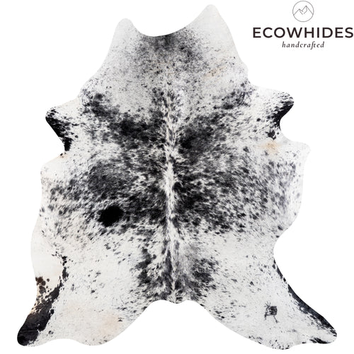 Brazilian Black Salt and Pepper Cowhide Rug Size 7'4" L x 6'9" W 5292