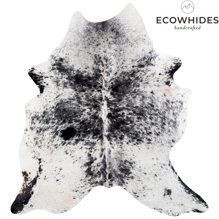 Brazilian Black Salt and Pepper Cowhide Rug Size 7'4" L x 6'9" W 5292