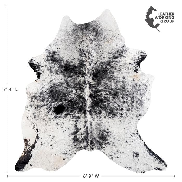 Brazilian Black Salt and Pepper Cowhide Rug Size 7'4" L x 6'9" W 5292