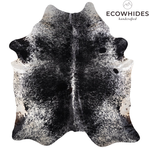 Brazilian Black Salt and Pepper Cowhide Rug Size 8'3" L x 7'2" W 5293