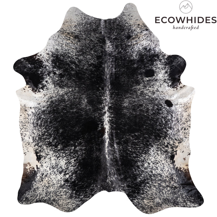 Brazilian Black Salt and Pepper Cowhide Rug Size 8'3" L x 7'2" W 5293