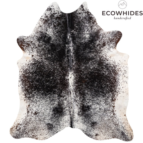 Brazilian Black Salt and Pepper Cowhide Rug Size 7'2" L x 6'3" W 5294