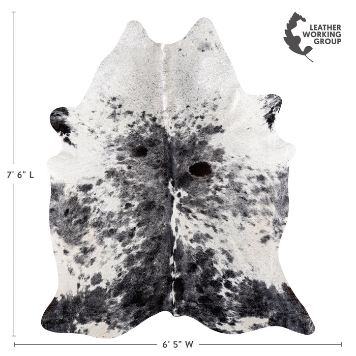 Brazilian Black Salt and Pepper Cowhide Rug Size 7'6" L x 6'5" W 5296