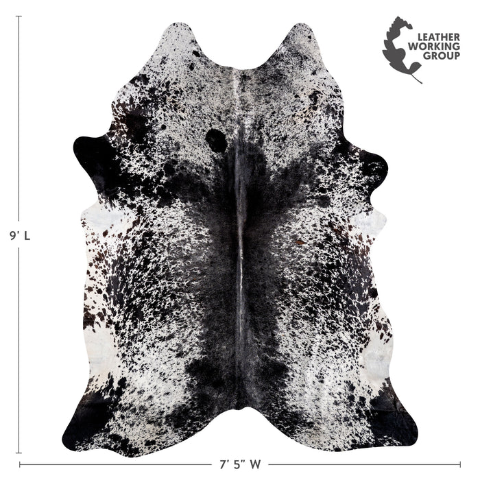 Brazilian Black Salt and Pepper Cowhide Rug Size 9'0" L x 7'5" W 5299