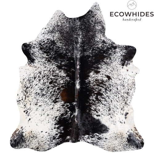 Brazilian Black Salt and Pepper Cowhide Rug Size 7'7" L x 6'9" W 5301