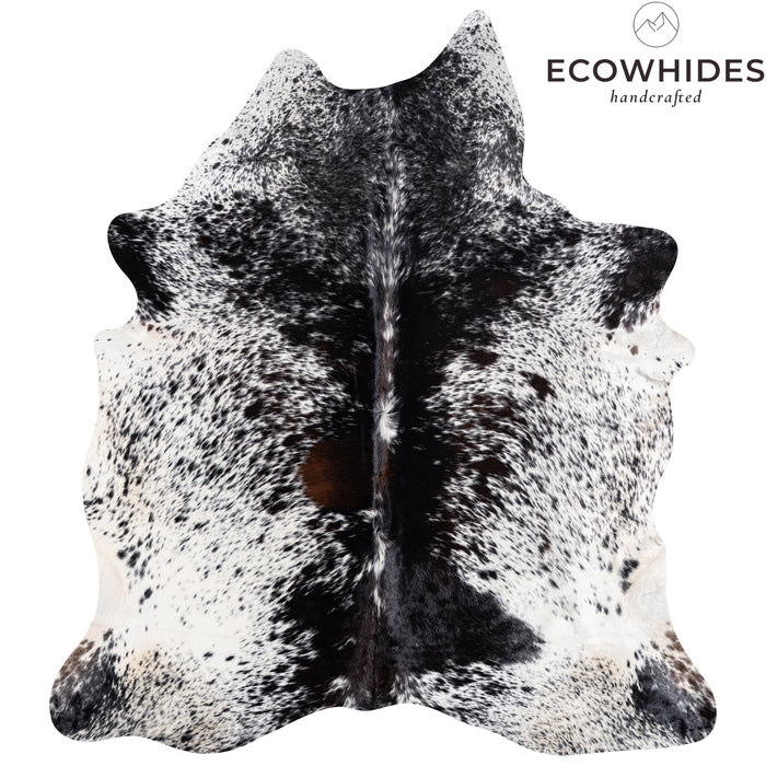 Brazilian Black Salt and Pepper Cowhide Rug Size 7'7" L x 6'9" W 5301