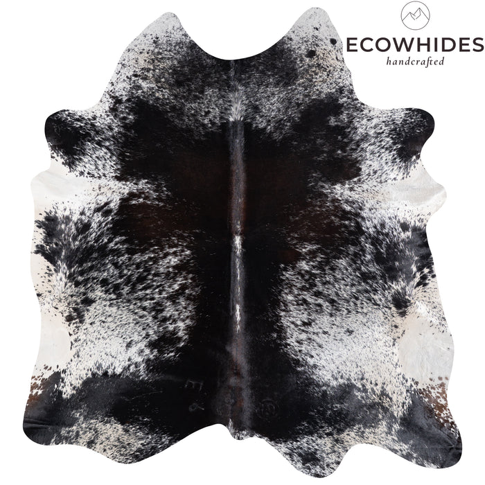 Brazilian Black Salt and Pepper Cowhide Rug Size 7'2" L x 6'8" W 5302