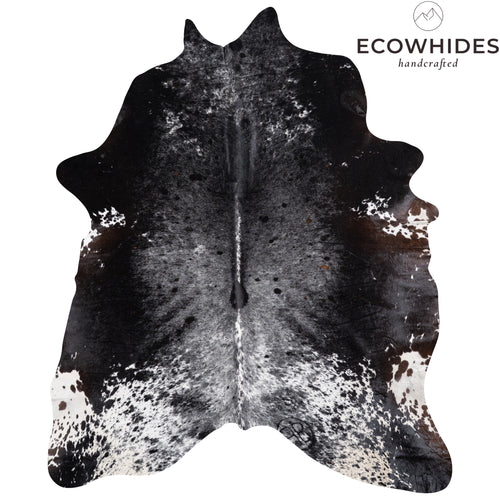 Brazilian Black Salt and Pepper Cowhide Rug Size 7'11" L x 6'7" W 5304