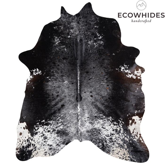 Brazilian Black Salt and Pepper Cowhide Rug Size 7'11" L x 6'7" W 5304