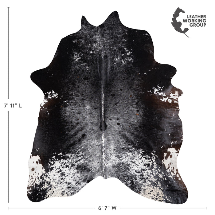 Brazilian Black Salt and Pepper Cowhide Rug Size 7'11" L x 6'7" W 5304