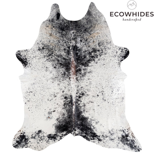 Brazilian Black Salt and Pepper Cowhide Rug Size 8'3" L x 6'11" W 5305