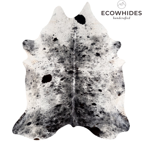 Brazilian Black Salt and Pepper Cowhide Rug Size 7'7" L x 6'8" W 5306