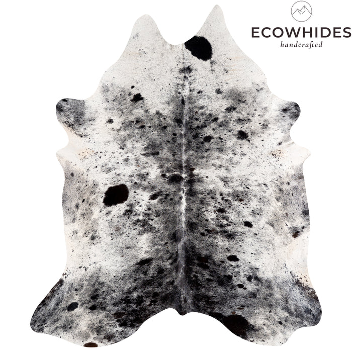 Brazilian Black Salt and Pepper Cowhide Rug Size 7'7" L x 6'8" W 5306