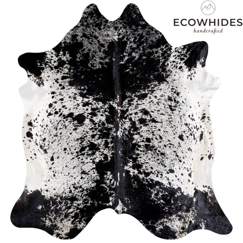 Brazilian Black Salt and Pepper Cowhide Rug Size 7'3" L x 6'6" W 5308